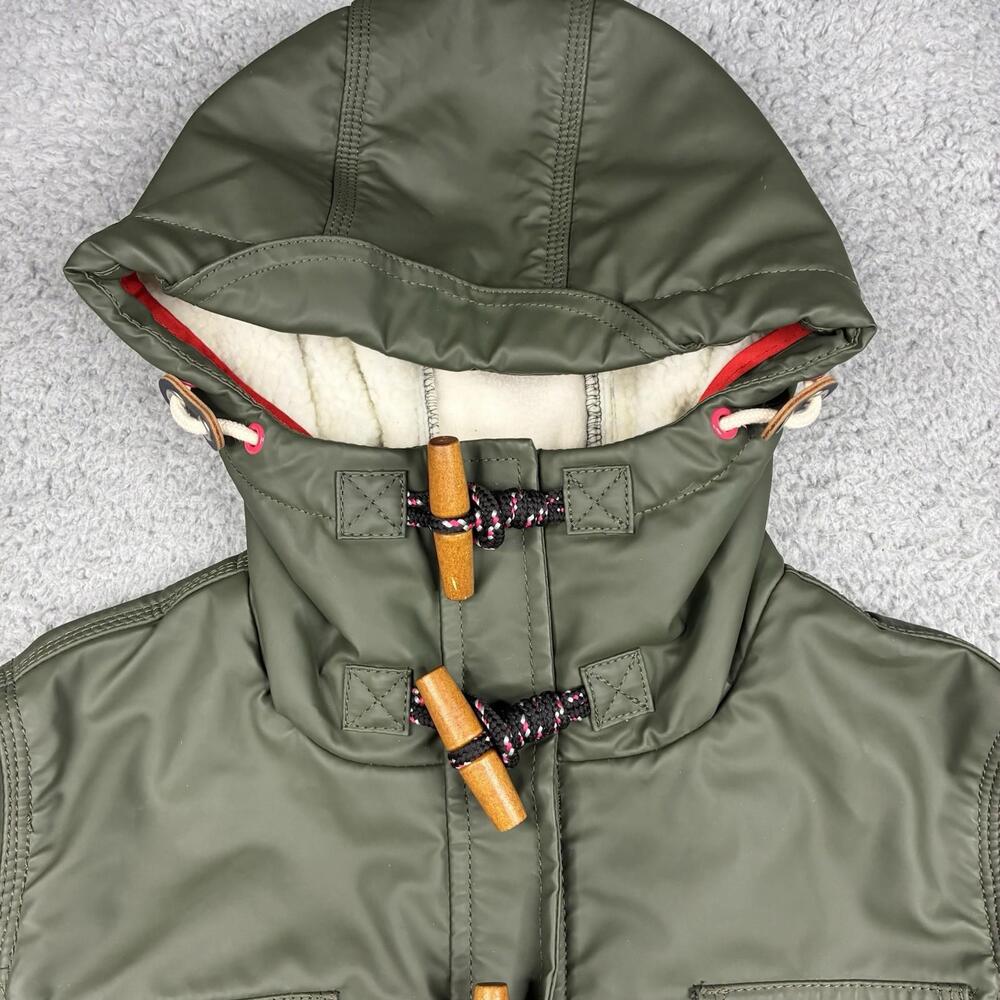 Superdry Green Toggle Duffle Jacket Women's Small Hooded Lined Utility Coat - Picture 3 of 15